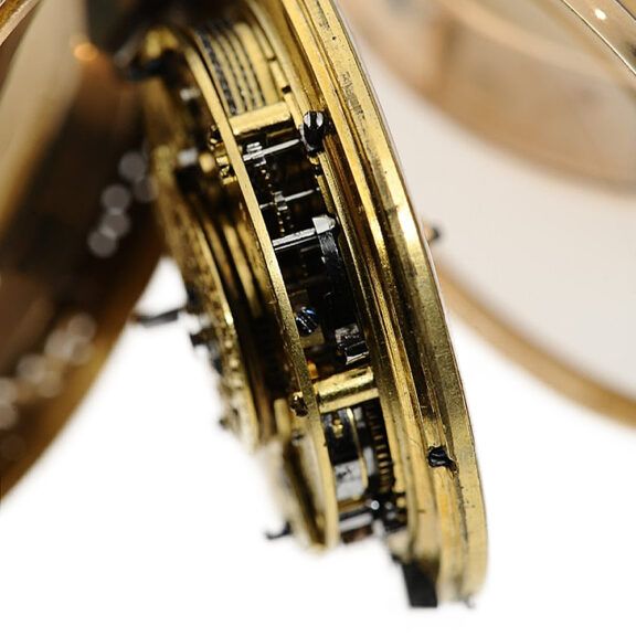 English gold pair cased quarter repeating verge watch Circa 1780 English gold pair cased quarter repeating verge watch Circa 1780