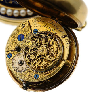 English costly decorated gold enamel pocket watch Circa 1783