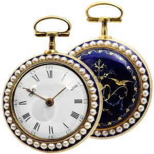 English costly decorated gold enamel pocket watch Circa 1783