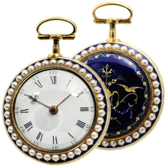 English costly decorated gold enamel pocket watch Circa 1783