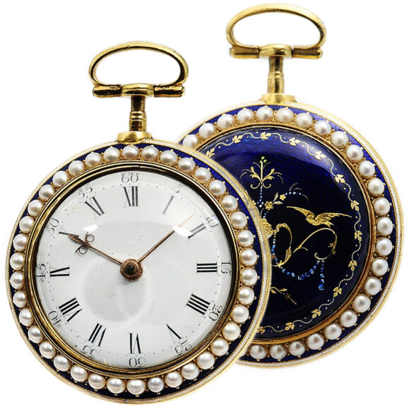 English costly decorated gold enamel pocket watch Circa 1783
