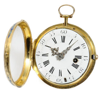 Rare French gold enamel verge pocket watch Circa 1760