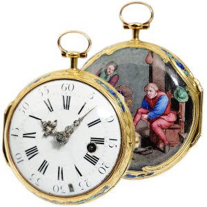 Rare French gold enamel verge pocket watch Circa 1760
