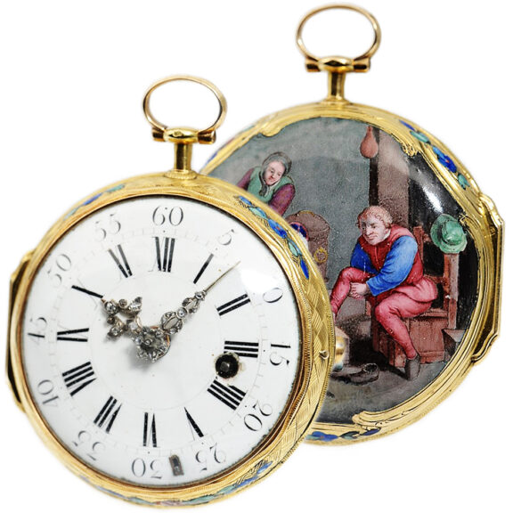 Rare French gold enamel verge pocket watch Circa 1760