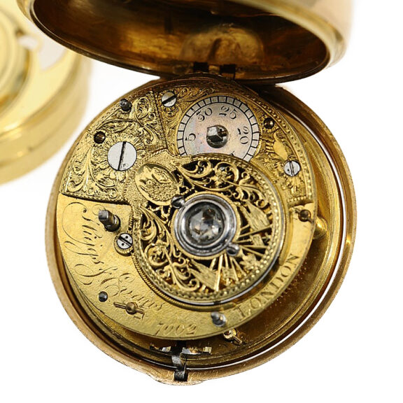 Important English pair-cased gold enamel pocket Circa 1780 Important English pair-cased gold enamel pocket Circa 1780