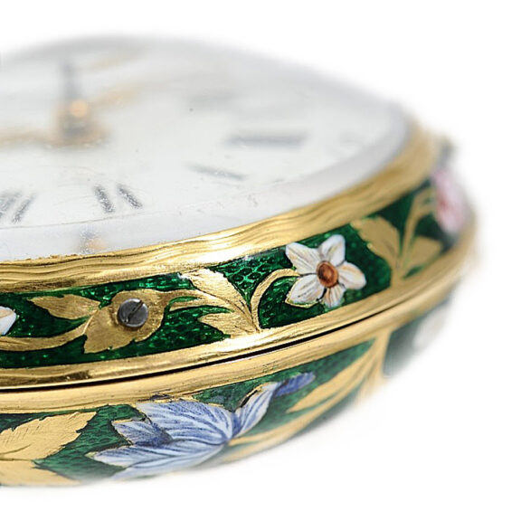 French 20k gold enamel quarter repeating watch Circa 1750 French 20k gold enamel quarter repeating watch Circa 1750
