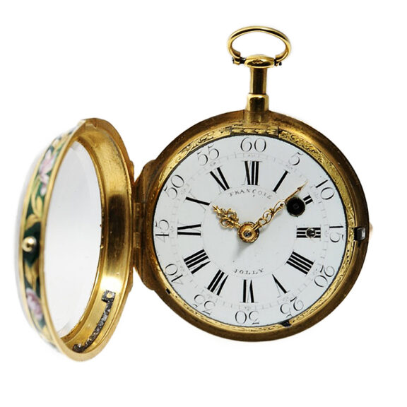 French 20k gold enamel quarter repeating watch Circa 1750 French 20k gold enamel quarter repeating watch Circa 1750