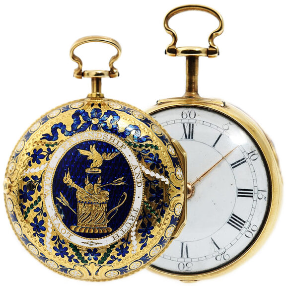 English gold enamel watch with matching chatelaine Circa 1774