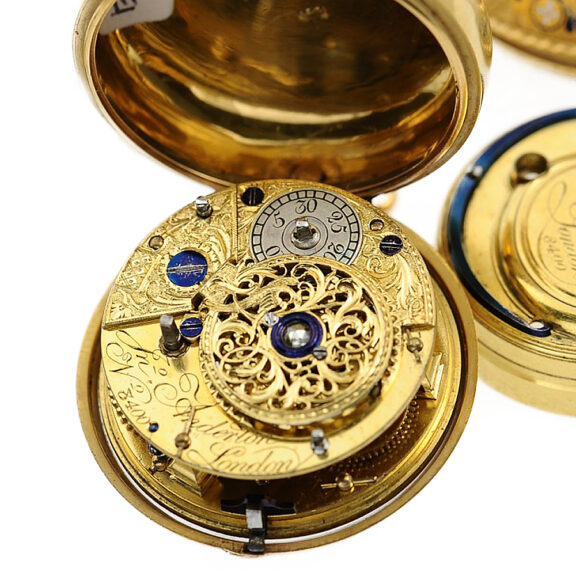 English gold enamel watch with matching chatelaine Circa 1774 English gold enamel watch with matching chatelaine Circa 1774