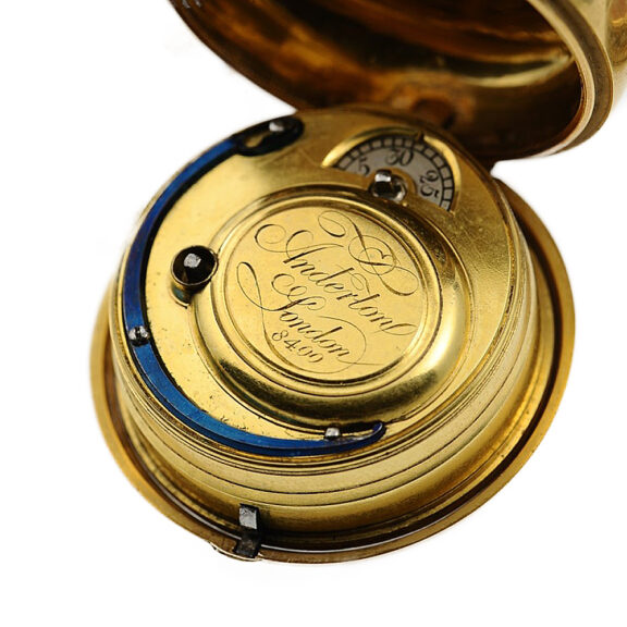 English gold enamel watch with matching chatelaine Circa 1774 English gold enamel watch with matching chatelaine Circa 1774