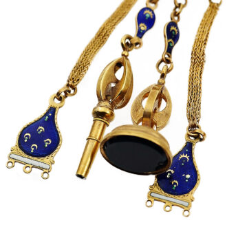 English gold enamel watch with matching chatelaine Circa 1774