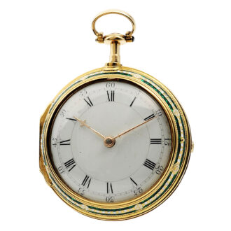 English early gold enamel pair-cased pocket watch Circa 1782
