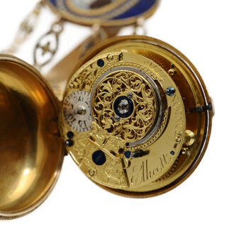 English early gold enamel pair-cased pocket watch Circa 1782