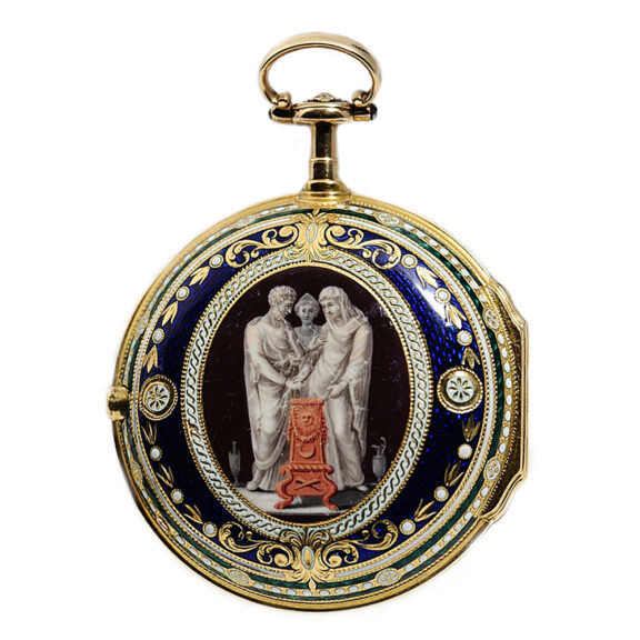 English early gold enamel pair-cased pocket watch Circa 1782 English early gold enamel pair-cased pocket watch Circa 1782