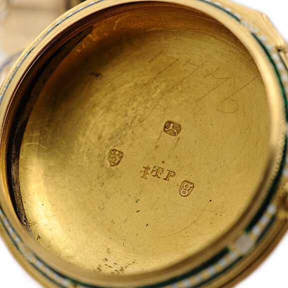 English early gold enamel pair-cased pocket watch Circa 1782 English early gold enamel pair-cased pocket watch Circa 1782
