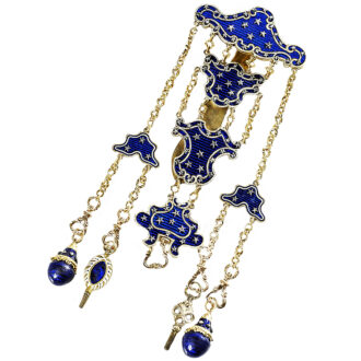 French remarkable gold enamel pocket watch with chatelaine Circa 1784