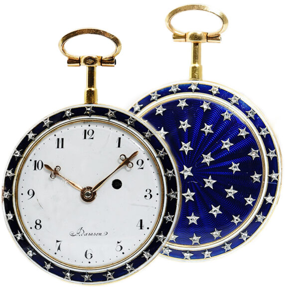 French remarkable gold enamel pocket watch with chatelaine Circa 1784