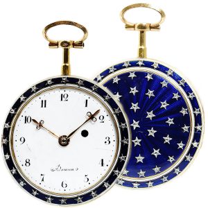 French remarkable gold enamel pocket watch with chatelaine Circa 1787