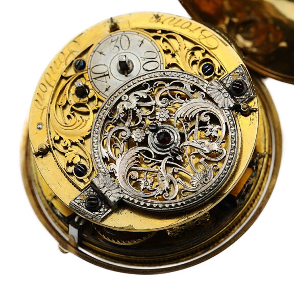 English decorative 18k gold pair-cased pocket watch Circa 1780 English decorative 18k gold pair-cased pocket watch Circa 1780