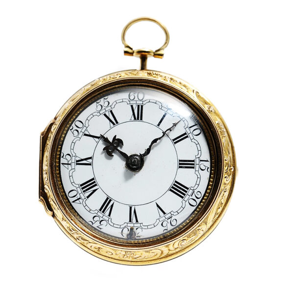 English decorative 18k gold pair-cased pocket watch Circa 1780