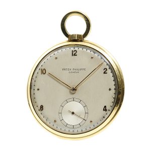 Swiss thin 18k gold open faced pocket watch Circa 1955