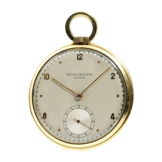 Swiss thin 18k gold open faced pocket watch Circa 1955