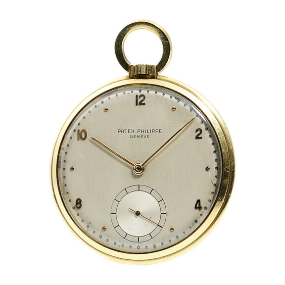 Swiss thin 18k gold open faced pocket watch Circa 1955