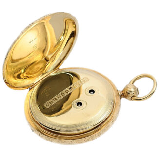 Swiss gold pocket watch with jumping centre seconds Circa 1860 Swiss gold pocket watch with jumping centre seconds Circa 1860