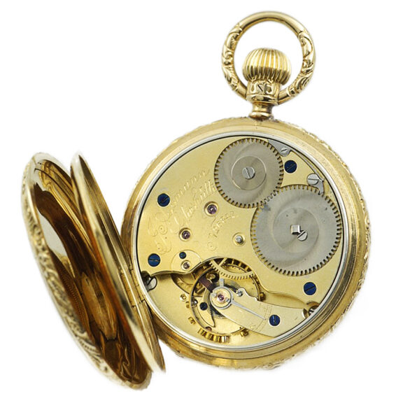German 18k gold decorative hunting cased pocket watch Circa 1890 German 18k gold decorative hunting cased pocket watch Circa 1890