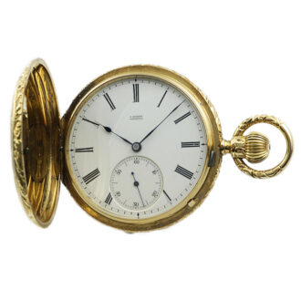 German 18k gold decorative hunting cased pocket watch Circa 1890