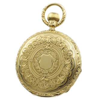 German 18k gold decorative hunting cased pocket watch Circa 1890