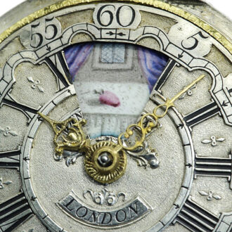 English pair-cased watch with simple rotating automaton Circa 1730