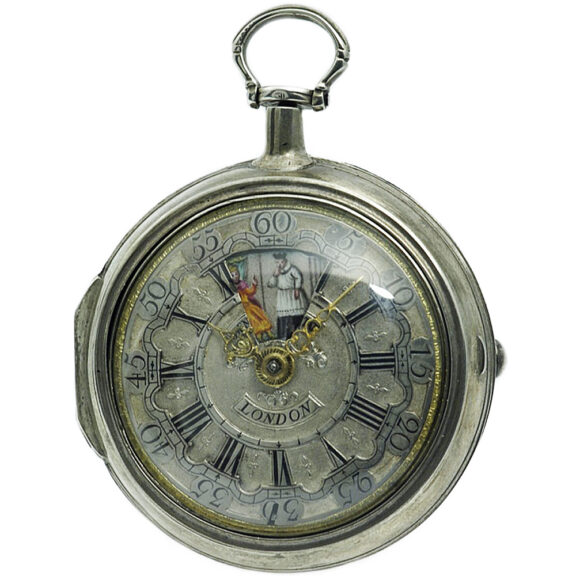 English pair-cased watch with simple rotating automaton Circa 1730 English pair-cased watch with simple rotating automaton Circa 1730