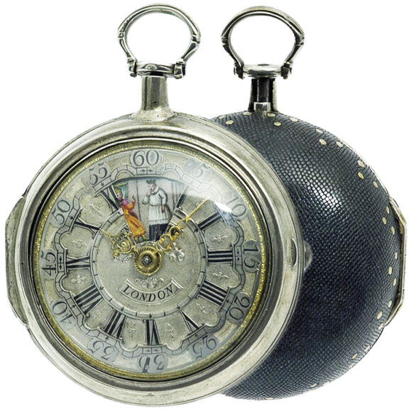 English pair-cased watch with simple rotating automaton Circa 1730