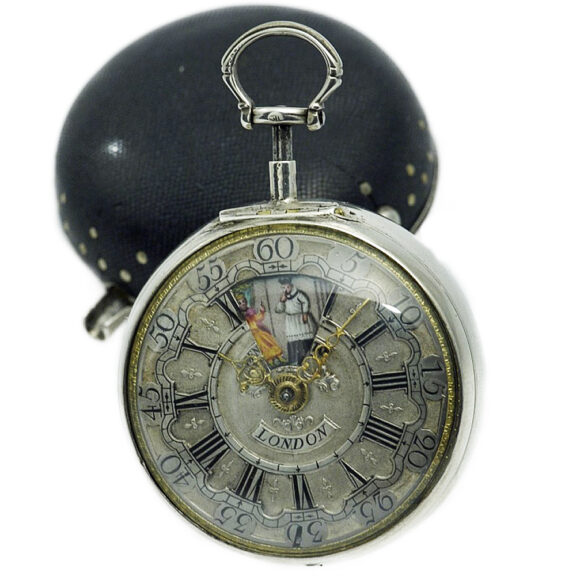 English pair-cased watch with simple rotating automaton Circa 1730 English pair-cased watch with simple rotating automaton Circa 1730
