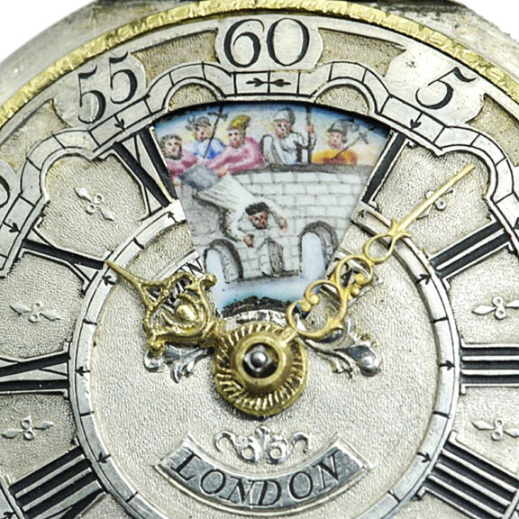 English pair-cased watch with simple rotating automaton Circa 1730 English pair-cased watch with simple rotating automaton Circa 1730