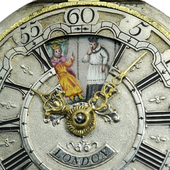 English pair-cased watch with simple rotating automaton Circa 1730 English pair-cased watch with simple rotating automaton Circa 1730