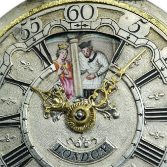 English pair-cased watch with simple rotating automaton Circa 1730
