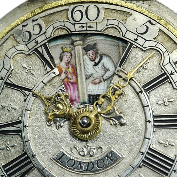 English pair-cased watch with simple rotating automaton Circa 1730 English pair-cased watch with simple rotating automaton Circa 1730
