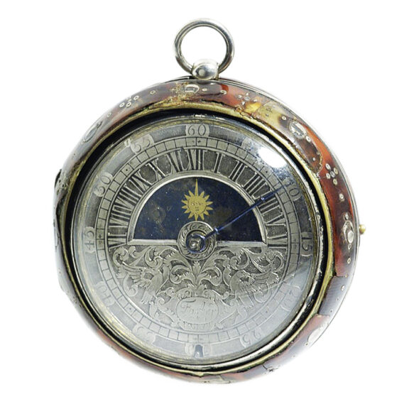 English pair-cased watch with silver champlevé dial Circa 1695
