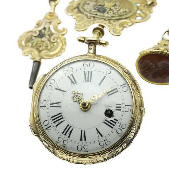 French remarkable gold pocket watch with chatelaine Circa 1780 French remarkable gold pocket watch with chatelaine Circa 1780