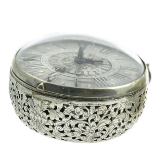 English silver pair-cased verge pocket watch with alarm Circa 1710