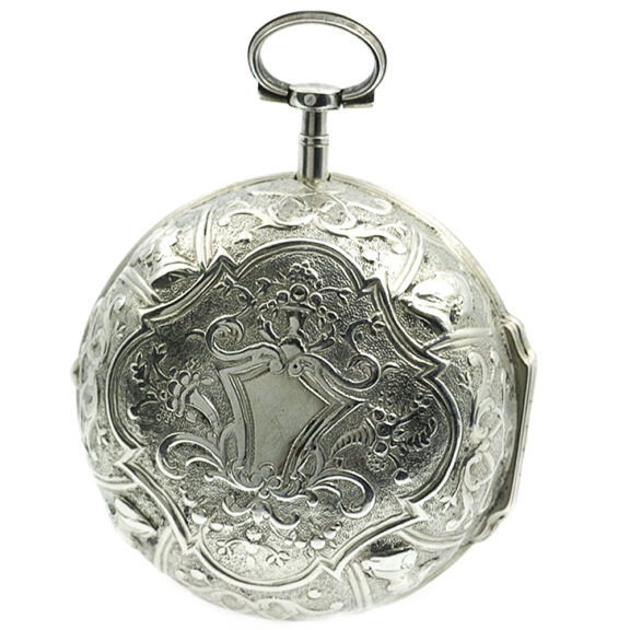 English silver pair-cased verge pocket watch with alarm Circa 1710 English silver pair-cased verge pocket watch with alarm Circa 1710