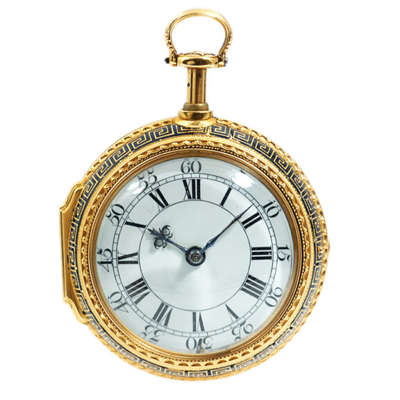 Gold quarter repeating pair-cased cylinder watch Circa 1733