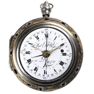 German silver repeating coach clock with alarm and date Circa 1760