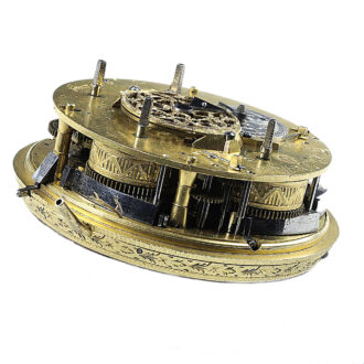 German silver repeating coach clock with alarm and date Circa 1760