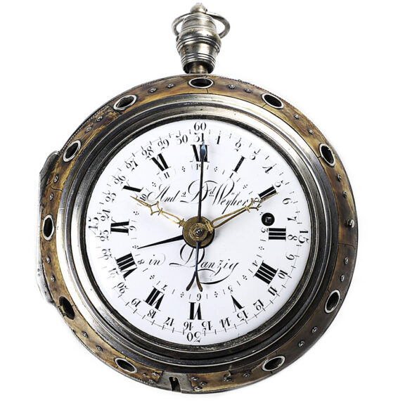 German silver repeating coach clock with alarm and date Circa 1760