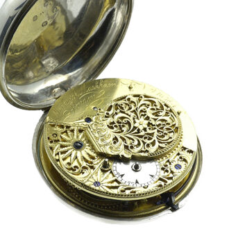 English attractive silver pair-cased verge pocket watch Circa 1786