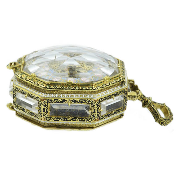 German octagonal neo-Gothic gold enamel pendant watch Circa 1850 German octagonal neo-Gothic gold enamel pendant watch Circa 1850