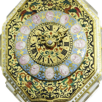 German octagonal neo-Gothic gold enamel pendant watch Circa 1850